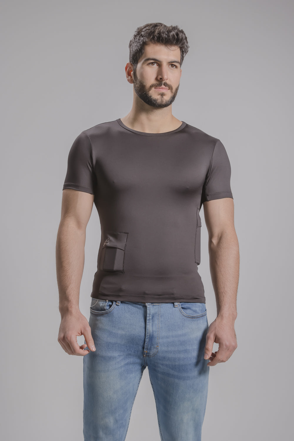 Men's Loungewear Crew Neck Tee with Insulin Pump and Cell Phone Pockets